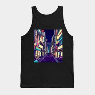 Anime japan street scene, urban, night view Tank Top